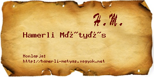 Hamerli Mátyás névjegykártya